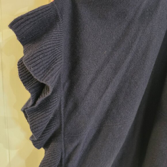 Lilly Pulitzer Tootsie Navy Blue Cotton Cashmere Ruffle Sleeve cardigan One Size - Picture 6 of 11